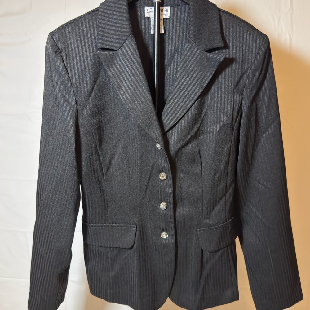 Vintage KC Spencer New York Women's Black Pinstripe Blazer Sz 10